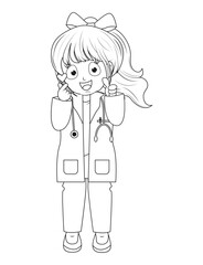 Coloring Little Doctor Cartoon