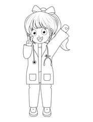 Coloring Little Doctor Cartoon