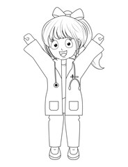 Coloring Little Doctor Cartoon