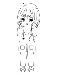 Coloring Little Doctor Cartoon