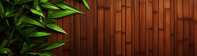 Obraz premium A serene bamboo background with rich wooden textures, perfect for natural themes, wellness, or interior design.