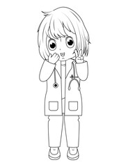 Coloring Little Doctor Cartoon