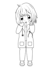 Coloring Little Doctor Cartoon