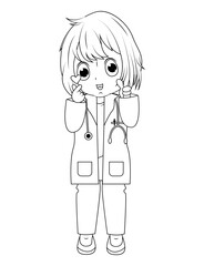 Coloring Little Doctor Cartoon