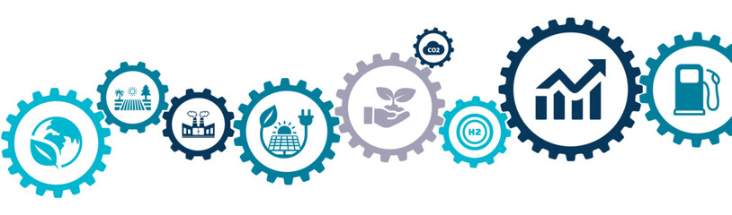 Accelerating investment in renewable energy banner vector illustration with the icons of sustainability, clean tech, carbon reduction, strategy, climate change, global warming on white background.