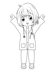 Coloring Little Doctor Cartoon