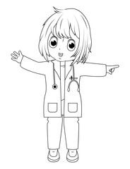 Coloring Little Doctor Cartoon