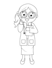 Coloring Little Doctor Cartoon