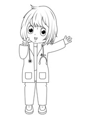 Coloring Little Doctor Cartoon