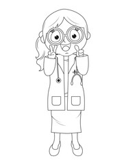 Coloring Little Doctor Cartoon