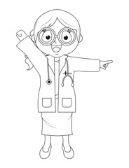 Coloring Little Doctor Cartoon