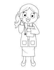 Coloring Little Doctor Cartoon