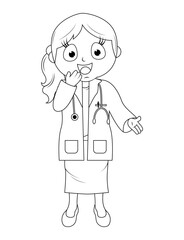 Coloring Little Doctor Cartoon