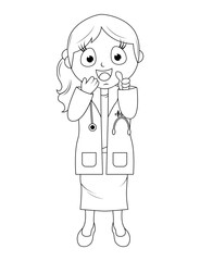 Obraz premium Coloring Little Doctor Cartoon