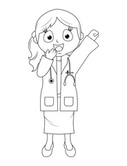 Coloring Little Doctor Cartoon