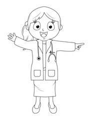 Obraz premium Coloring Little Doctor Cartoon
