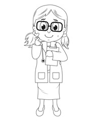 Coloring Little Doctor Cartoon