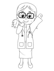 Coloring Little Doctor Cartoon