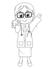 Obraz premium Coloring Little Doctor Cartoon