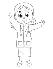 Coloring Little Doctor Cartoon