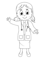 Coloring Little Doctor Cartoon