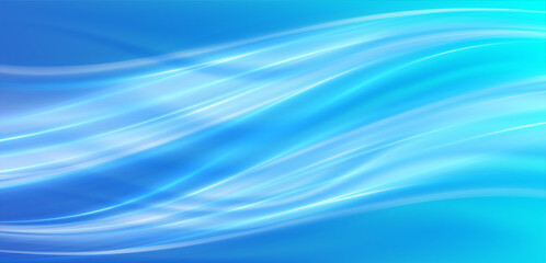 Soft blue curved lines of fresh smell. 3D glossy waves. Waves showing a stream of clean fresh air.