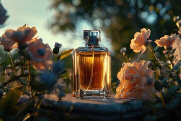 perfume on the background of nature