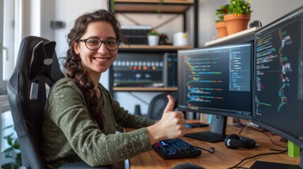 The programmer with coding screen