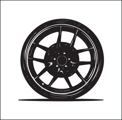 Obraz premium Silhouette wheel of the car Vector 