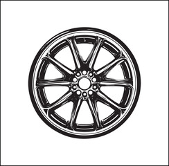 Obraz premium Silhouette wheel of the car Vector 