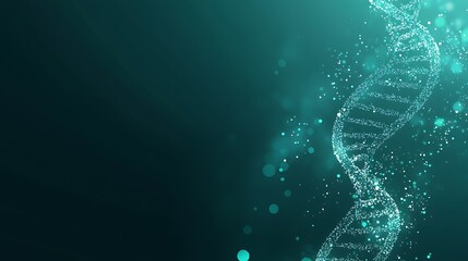 Illuminated DNA Strands on Minimalist Teal Background - Abstract Biotechnology Concept