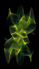 Green Radio Frequency Waves on Black Background, Abstract Image, Texture, Pattern, Wallpaper, Cover and Screen of Smartphone, Cell Phone, Computer, Laptop, 9:16 and 16:9 Format