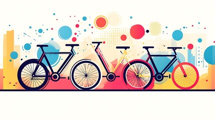 Fototapeta premium Vibrant Urban Bicycle Designs with Chevrons and Circles - Vector Illustration