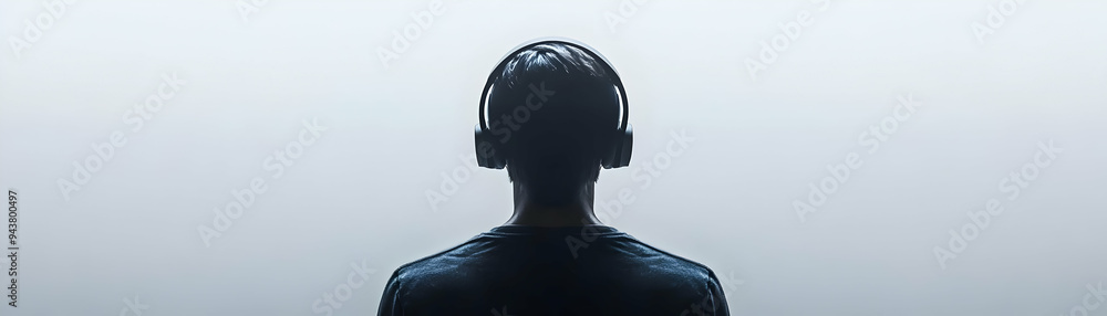 Poster person with headset and effective customer interaction concept as a person wearing a headset providi