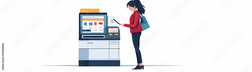 Poster woman making online purchase concept as a woman making an online purchase using a mobile banking app
