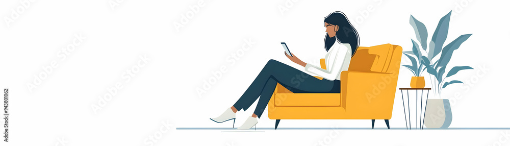 Poster woman using mobile banking app at home concept as a woman using a mobile banking app on her smartpho
