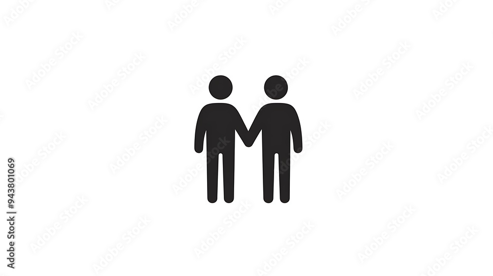 Poster unity in support - minimalist vector logo design of two people holding hands in black and white on w
