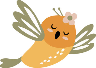 Cute hand drawn fairy bird