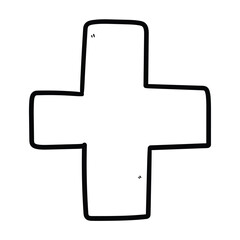 Hand drawn doodle cross on white background.
