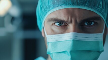A doctor in a surgical mask, ready to begin a critical procedure
