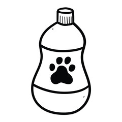 Hand drawn doodle dog shampoo on white background.