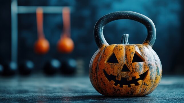 Scary pumpkin Kettlebell for Halloween Workout