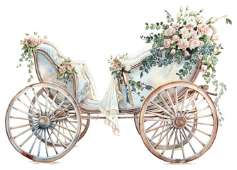 Fototapeta premium PNG Elegant floral vintage wedding carriage