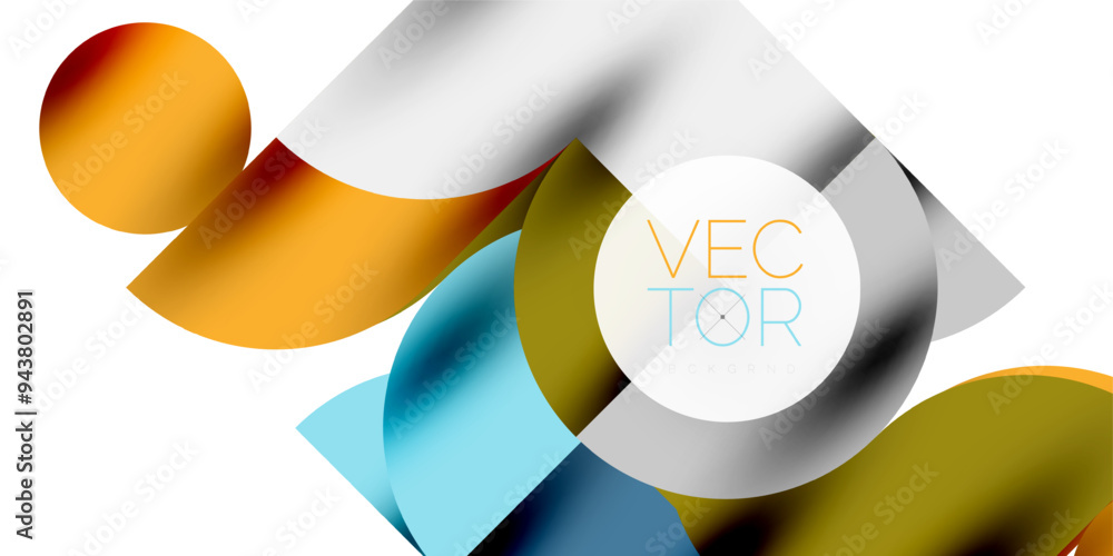 Poster tech minimal circular shapes geometric art. vector modern circles