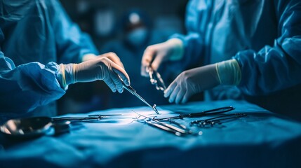 A surgeon guiding surgical instruments with precision during an operation