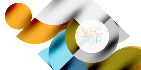 Tech minimal circular shapes geometric art. Vector modern circles