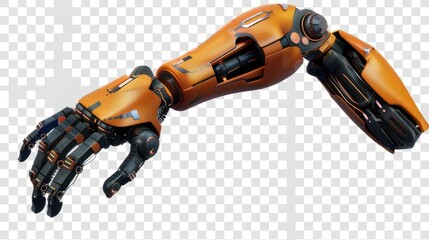 3D rendering robotic arm isolate on transparency background PNG