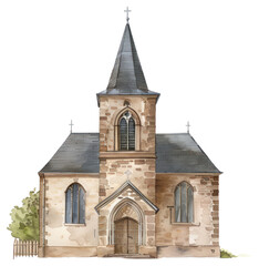PNG Historic stone church illustration