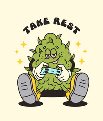 cannabis cone plays computer games on console
