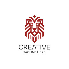 Lion head geometric vector logo design	